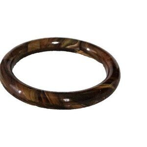 Vintage Brown Tone Swirl Art Glass Bangle Bracelet